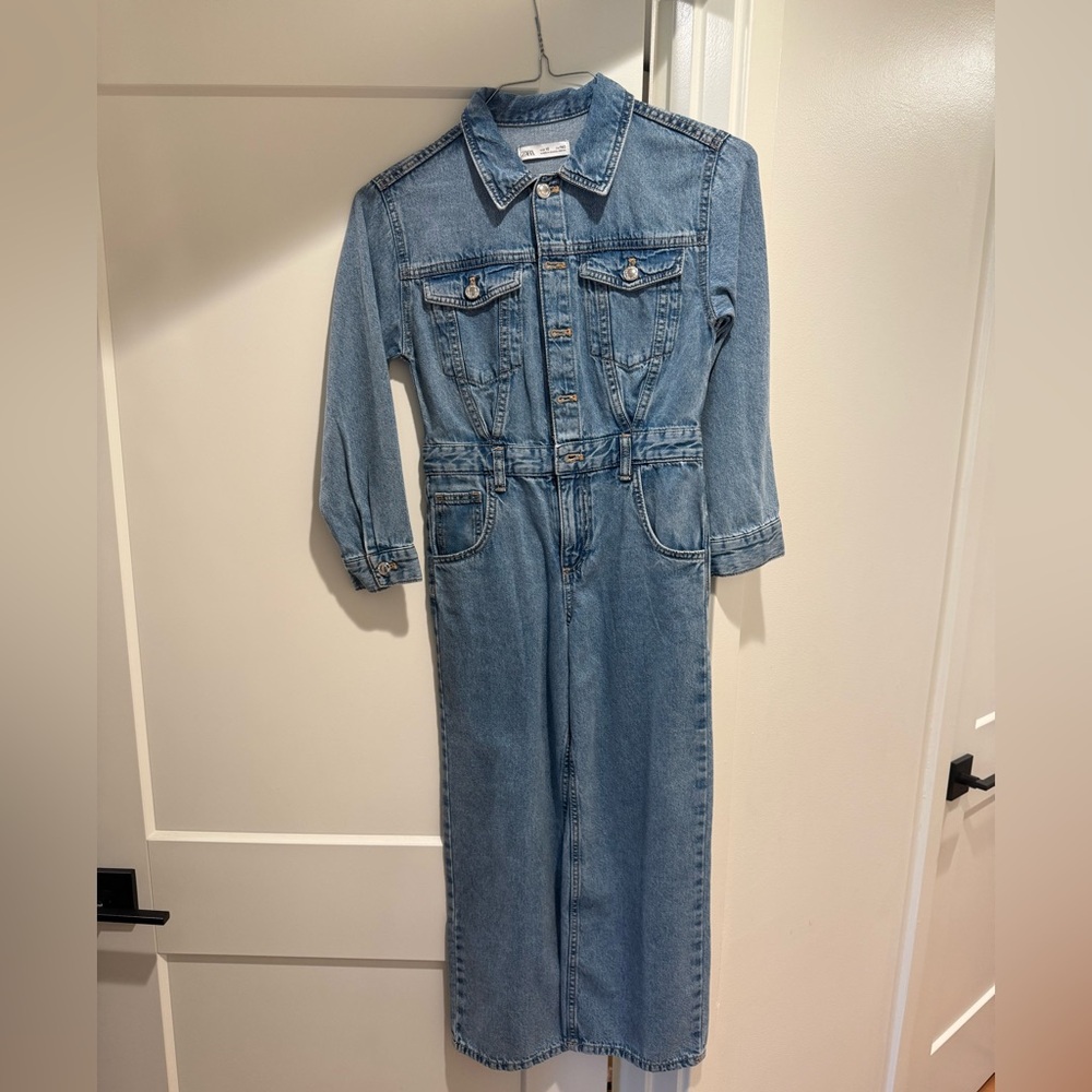 Zara girls denim jumpsuit